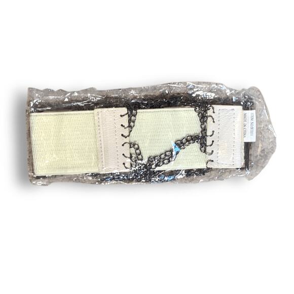 Vintage Y2K White Leather Layered Chain Belt Festival Statement Accessory Edgy main image 11